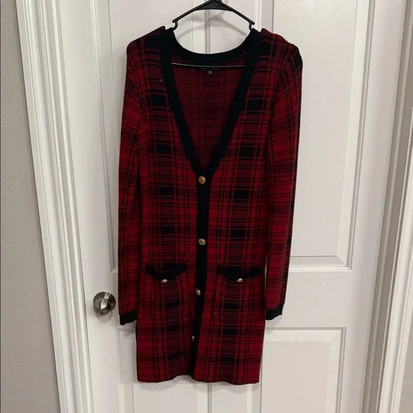 Fashion Nova Red and Black Knit Sweater - Picture 2 of 8